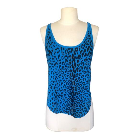 Chaser NWT Women’s Animal Print Pullover Knit Tank Top Small Royal Blue Scoop - Picture 3 of 14